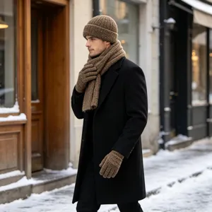 Conjunto de gorro bufanda y guantes de invierno de punto, accesorios cálidos extras.