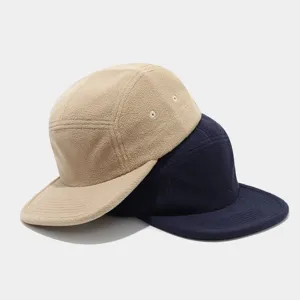 Einfarbige Fleece 5-Panel Kappe, warme Winter Outdoor Freizeit Baseballmütze für Alltag.