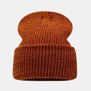 Gorro de punto jaspeado otoño invierno cálido casual con vuelta unisex de moda