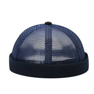 Mens breathable mesh docker cap retro solid color sailor hat casual outdoor cycling hat
