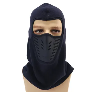 Winter fleece balaclava cycling face mask windproof thermal outdoor sports cap dark blue