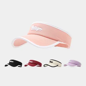 Visiera Parasole Donna Vintage con Ricamo Lettere Senza Calotta Regolabile in Cotone Traspirante Cappello da Sole Sportivo Estivo