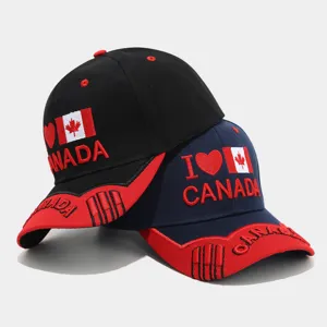 Stylish embroidered Canada flag baseball cap for outdoor casual wear, unisex visor hat.
