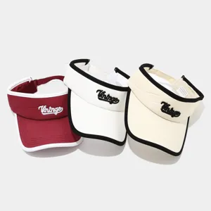 Visiera parasole vintage aperta sopra, cappello sportivo estivo casual con lettere ricamate.