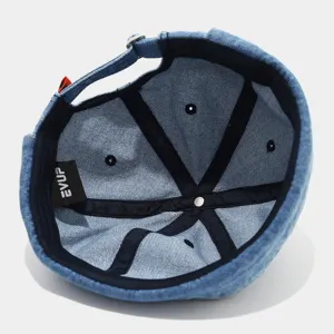 Vintage washed denim miki hat men brimless dockworker cap street style retro sailor hat.