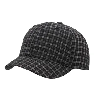 Zwart-wit ruitjes honkbalpet met korte klep, retro casual zonnehoed voor buiten en dagelijks.
