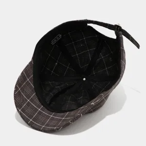 Retro plaid short brim baseball cap for men and women casual outdoor sun protection hat
