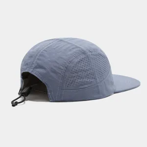Breathable mesh outdoor cap with quick-drying fabric and adjustable back cord for running and hiking.
