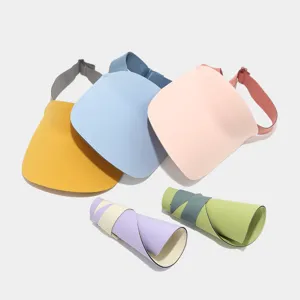 Mehrfarbige leere Oberseite Sonnenhut faltbar Sommer Outdoor UV-Schutz Visier Kappe.