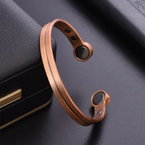 Pulsera magnética de cobre retro para hombres y mujeres, joyería de energía abierta.