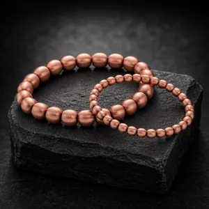 Pure Copper Round Bead Bracelet Handcrafted Brushed Matte Finish Unisex Fashion Jewelry Elegant Hand Chain Gift For Men Women