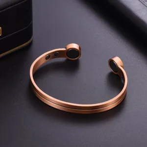 Brazalete magnetico de cobre vintage para hombres y mujeres pulsera abierta de energia