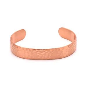 Classic hammered copper cuff bracelet with adjustable open design, stylish simple jewelry.