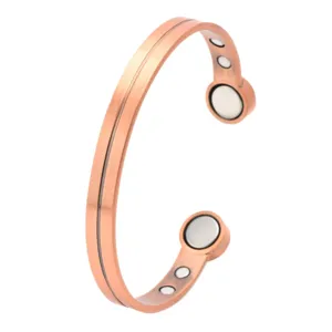 Brazalete magnético de cobre vintage pulsera abierta bronce antiguo joyas moda chic