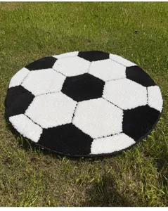 Round soccer ball area rug fluffy soft floor mat non-slip home decor for bedroom living room