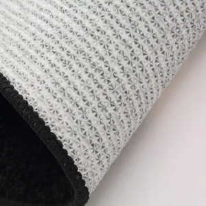 Thick flocked bedside floor mat anti-slip backing detail view for bedroom living room