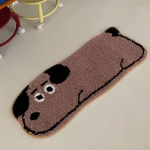 Cute Cartoon Dog Flocked Floor Mat Machine Woven Water Absorbent Quick Drying Non Slip Rug For Bathroom Bedroom Home Decor