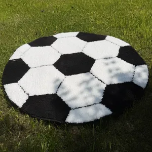 World Cup Soccer Ball Round Rug Non-Slip Absorbent Flocked Mat For Home Decor Living Room Bedroom Football Themed Carpet