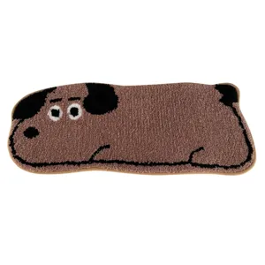 Cute cartoon dog shaped bathroom floor mat, absorbent tufted anti-slip rug for home bedroom.