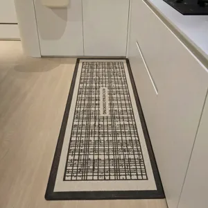 Nordic style kitchen floor mat anti-slip oil-proof washable woven texture runner rug for home