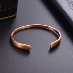 Minimalist matte pure copper open cuff bracelet for women men adjustable red copper jewelry