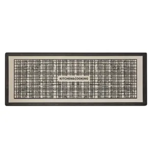 Nordic style kitchen anti-slip floor mat with black and white woven pattern rug for home