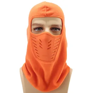 Orange fleece balaclava winter thermal cycling face mask windproof ski cap for outdoor sports