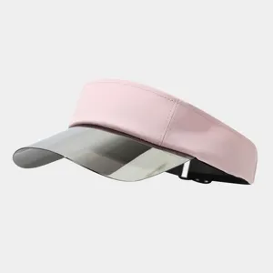 Casquette visière rose vide avec bord réfléchissant laser pour le sport et style de mode.