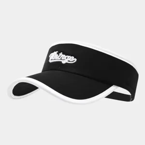Visiera parasole nera e bianca con ricamo vintage, cappellino sportivo estivo all'aperto.