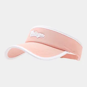 Visiera parasole rosa bianca vista dettagliata lettera ricamata cappello sportivo