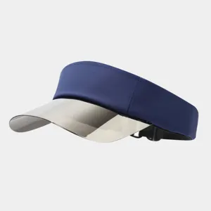 Visière de soleil bleu foncé avec bord laser argenté réfléchissant, idéale pour le sport.