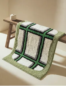 Thick absorbent bathroom mat non-slip plush floor rug for home doorway and toilet decor.