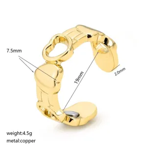 Double heart magnetic ring fashion luxury hollow open copper ring jewelry accessory