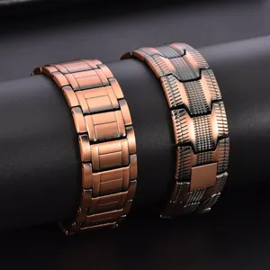 Bracciale Magnetico in Rame da Uomo Minimalista Geometrico Scudo Catena a Maglie Polito Energia Bio Terapia Gioielli Regalo