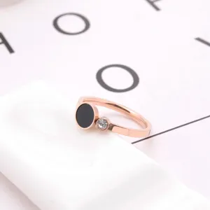 Exquisite titanium steel diamond ring detail, minimalist luxury women jewelry accessory.