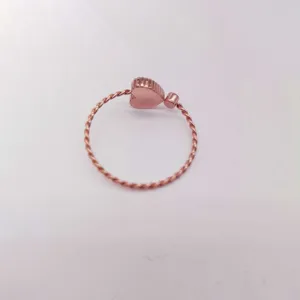 Rose Gold Titanium Steel Heart Ring Korean Style Twisted Band Fashion Jewelry For Women Main