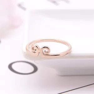 Rose gold titanium steel open ring for women, creative tight hoop curse design jewelry.