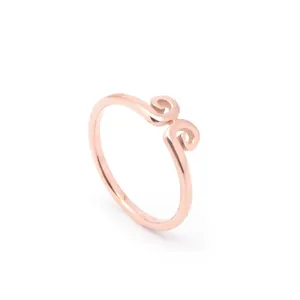 Rose Gold Titanium Steel Open Ring For Women Ethnic Cloud Pattern Tightening Curse Adjustable Fashion Finger Jewelry Gift