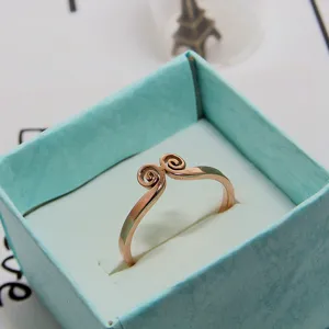 Rose gold titanium steel adjustable ring with creative circlet design for women fashion jewelry