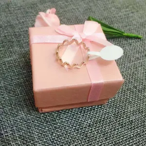 Minimalist titanium steel wave ring elegant fashion jewelry gift box packaging daily wear accessory