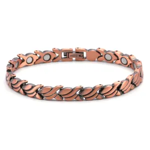 Women's pure copper magnetic bracelet with cute goldfish link design and energy magnets.