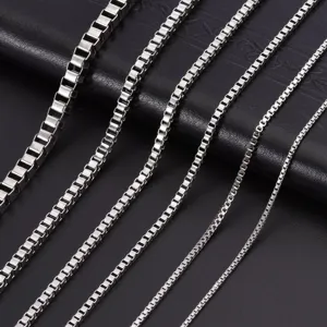 Stainless Steel Box Chain Necklace Minimalist Titanium Steel Venetian Chain For Men Women DIY Jewelry Making Accessories Silver Necklace