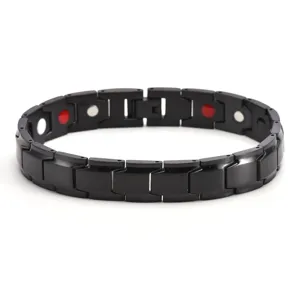 Black stainless steel magnetic bracelet for men and women, titanium steel health link chain.