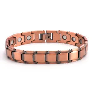 Stainless steel magnetic therapy bracelet, vintage copper finish healing health link jewelry.