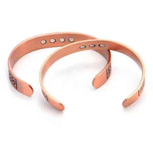 Copper magnetic bracelet with infinity knot pattern, retro open cuff copper energy bangle.