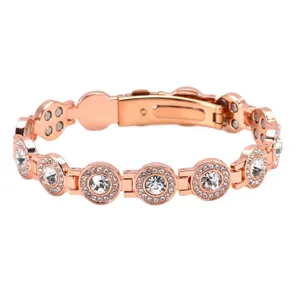 Rose Gold Magnetic Rhinestone Bracelet Fashion Crystal Link Couple Jewelry Main Display Item
