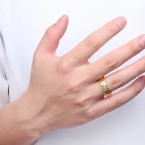 Gold plum blossom open ring minimalist stylish magnetic couples finger jewelry detail view