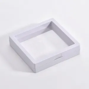 White clear PE film jewelry storage box for rings earrings necklaces dustproof display case.