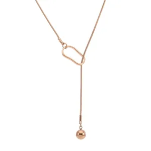 Roségold lange Y Halskette Titanstahl minimalistische Pulloverkette Damen Modeschmuck