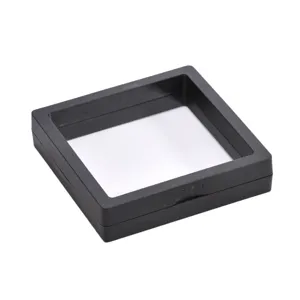 Black plastic floating jewelry display box transparent film ring storage box main view